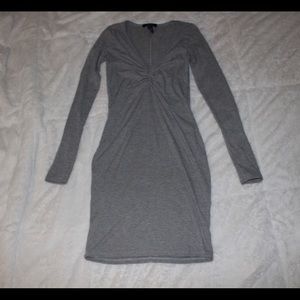 Grey V Neck Dress